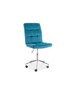 FOTEL OBROTOWY Q-020 VELVET TURKUS BLUVEL85