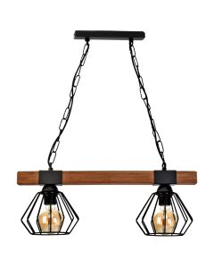 Lampa wisząca ULF BLACK / WOOD 2xE27 60W