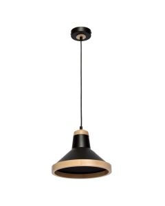 Lampa wisząca SALMA BLACK / WOOD 1xE27 60W