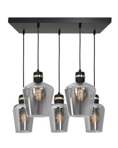 Lampa wisząca RICHMOND BLACK / GOLD 5xE27 Prostokąt