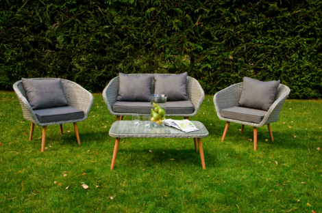 Zestaw mebli ogrodowych z technorattanu Largo z sofą i fotelami