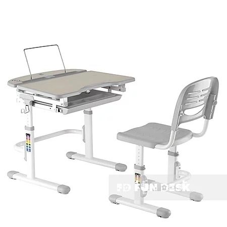 Zestaw biurko regulowane z krzesłem Sorriso / szare