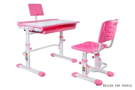 Regulowany zestaw biurko z krzesłem CANDY różowy 6-12 lat