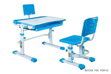 Regulowany zestaw biurko z krzesłem CANDY niebieski 6-12 lat