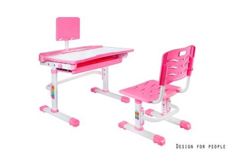 Regulowany zestaw biurko z krzesłem SANDY różowy 4-10 lat