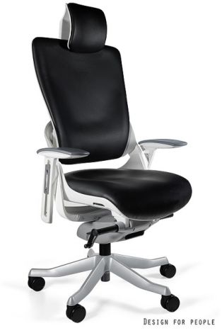 Fotel obrotowy ergonomiczny WAU 2 - biały/skóra naturalna Unique | kolory | NOWE BHP