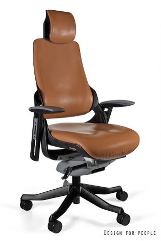 Fotel ergonomiczny WAU - czarny/skóra naturalna Unique | kolory | NOWE BHP