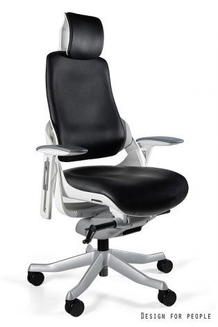 Fotel ergonomiczny WAU - biały/skóra naturalna Unique | kolory | NOWE BHP