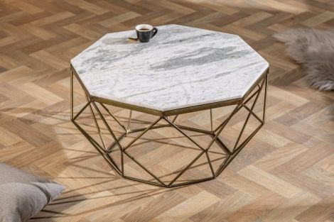 Geometryczny stoli kawowy Diamond / biały marmur