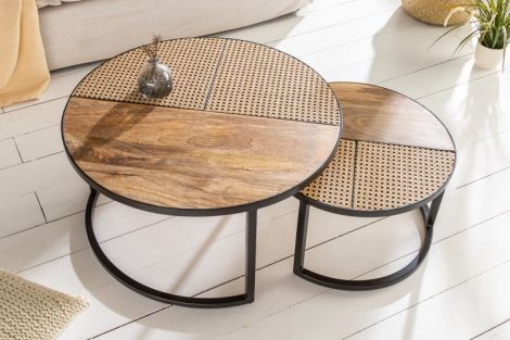 Komplet stolików kawowych okrągłych ViennaLounge - drewno