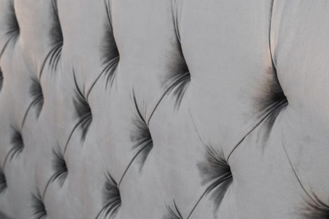 Łóżko tapicerowane, pikowany zagłówek Paris 180x200 cm / szary aksamit