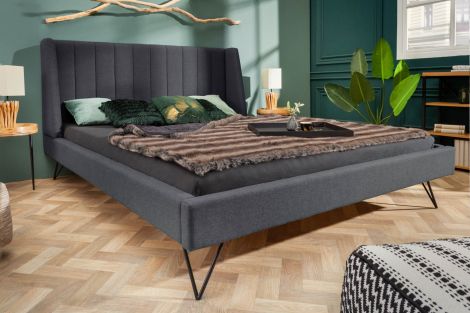 Łóżko tapicerowane La Beaute 160x200 cm z ozdobnym zagłówkiem / antracyt