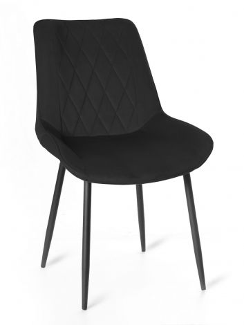 Krzesło tapicerowane czarne SF-821 z dekoracyjnymi przeszyciami