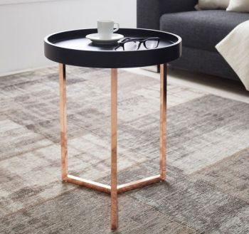 Stolik kawowy ze zdejmowaną tacą Modul 40 cm | miedziany czarny