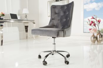 Fotel obrotowy Victorian stylizowany | srebrno szary