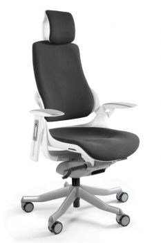 Fotel obrotowy ergonomiczny WAU - stelaż biały/tkanina BL UNIQUE | NOWE BHP
