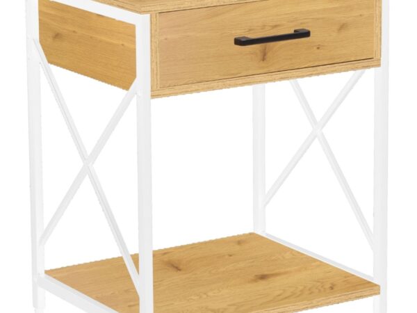Szafka nocna (dąb naturalny/stelaż biały)