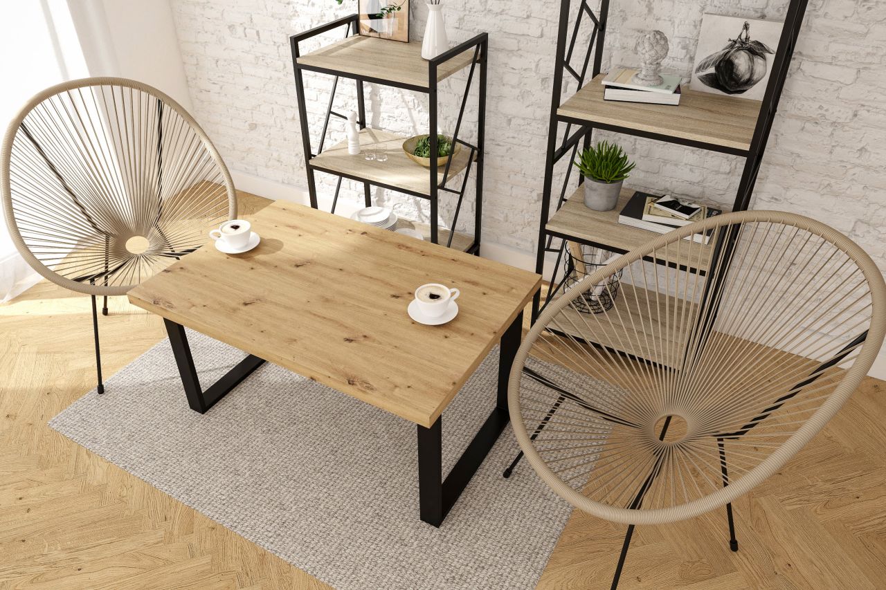 Ława (dąb artisan + nogi U) 67x101 - obrazek 3