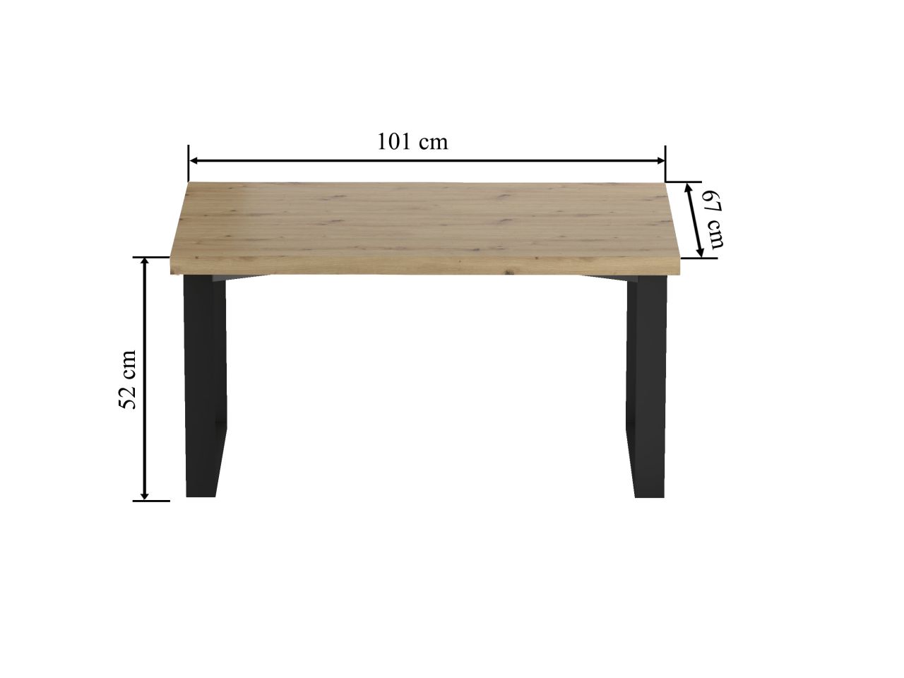 Ława (dąb artisan + nogi U) 67x101 - obrazek 4