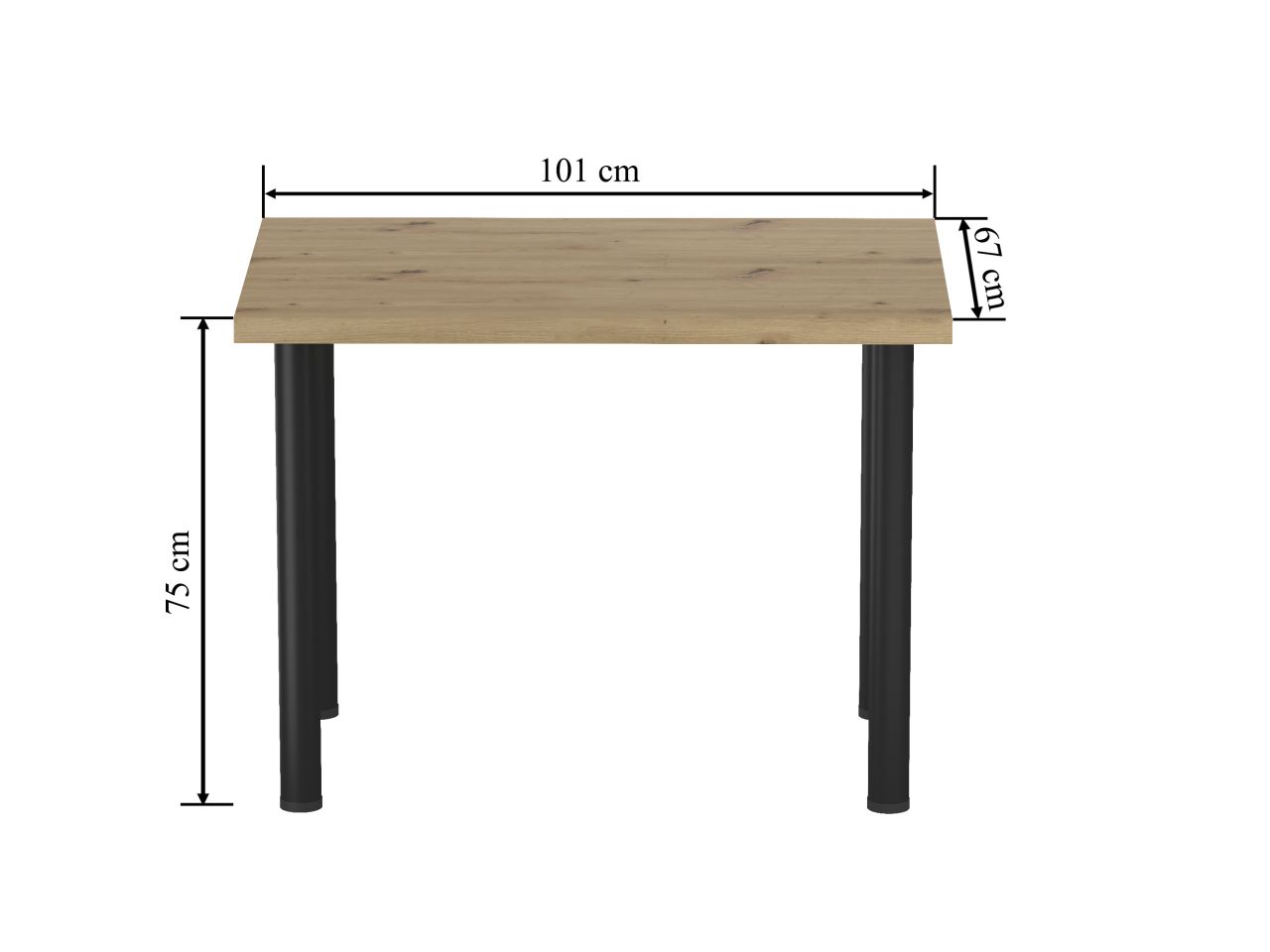 Stół (dąb artisan + nogi I czarny mat) 67x101 - obrazek 2