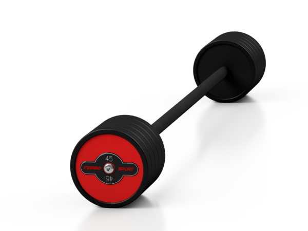 Sztanga gumowana prosta 45 kg czerwony połysk – Marbo Sport