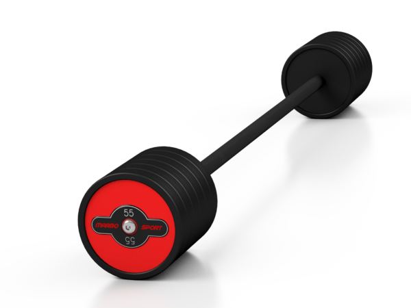 Sztanga gumowana prosta 55 kg czerwony połysk – Marbo Sport