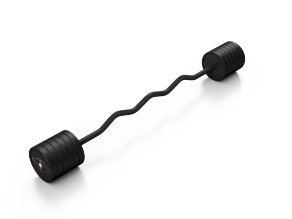 Sztanga gumowana łamana 55 kg czarny mat – Marbo Sport