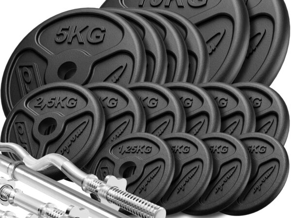 Zestaw gryfów wzmocnionych i obciążeń slim 83 kg - Marbo Sport