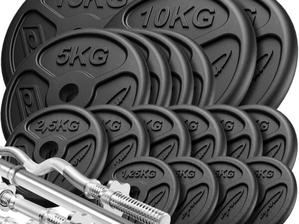 Zestaw gryfów wzmocnionych i obciążeń slim 113 kg – Marbo Sport