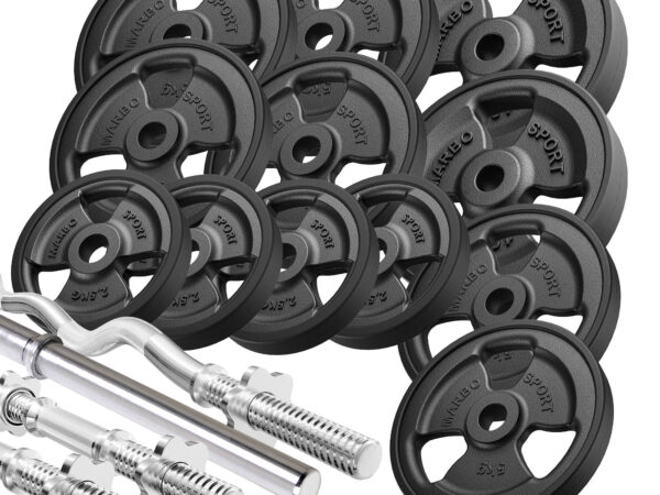 Zestaw gryfów i obciążeń gumowanych 83 kg - Marbo Sport