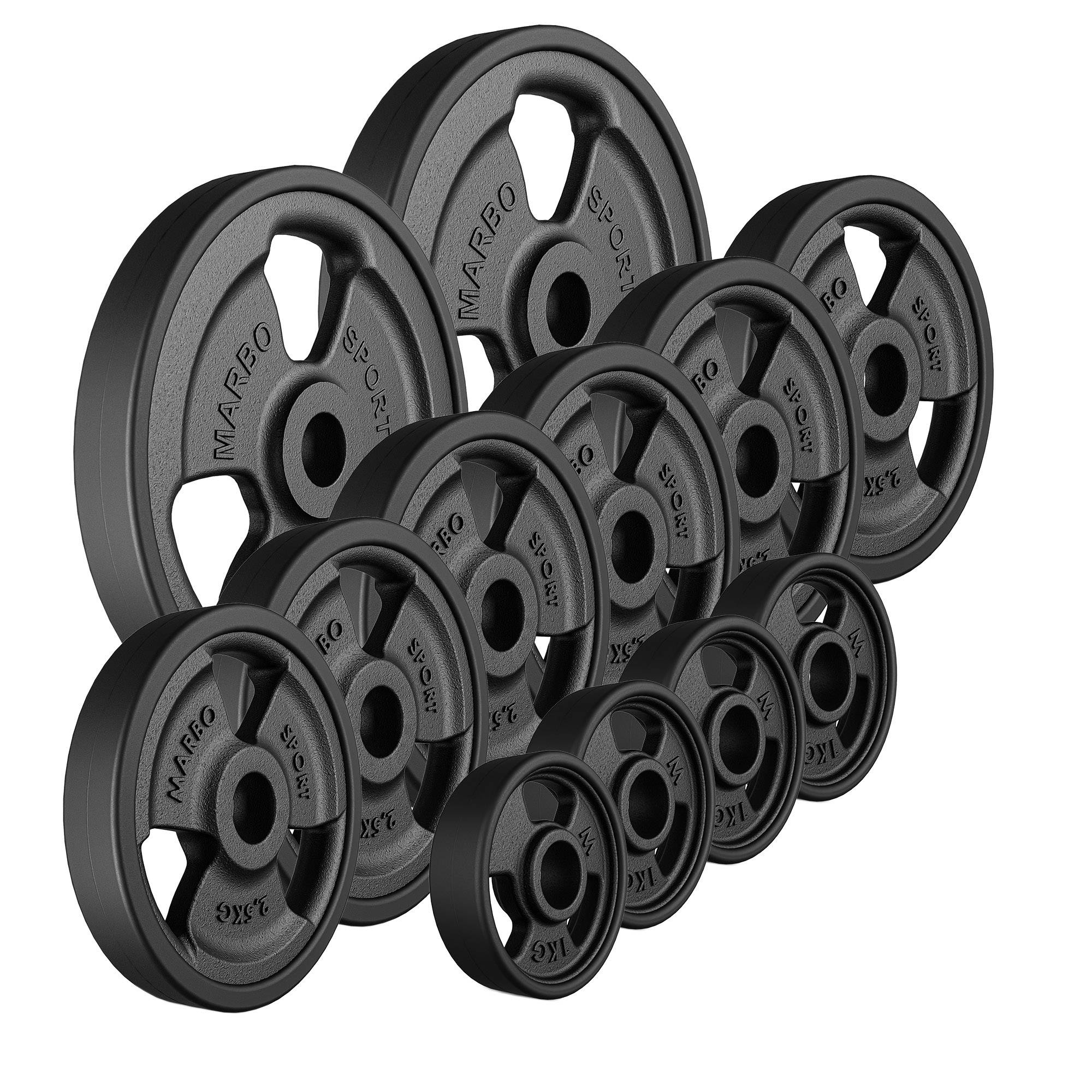 Zestaw obciążeń gumowanych 29 kg / 2 x 5 kg + 6 x 2,5 kg + 4 x 1 kg - Marbo Sport
