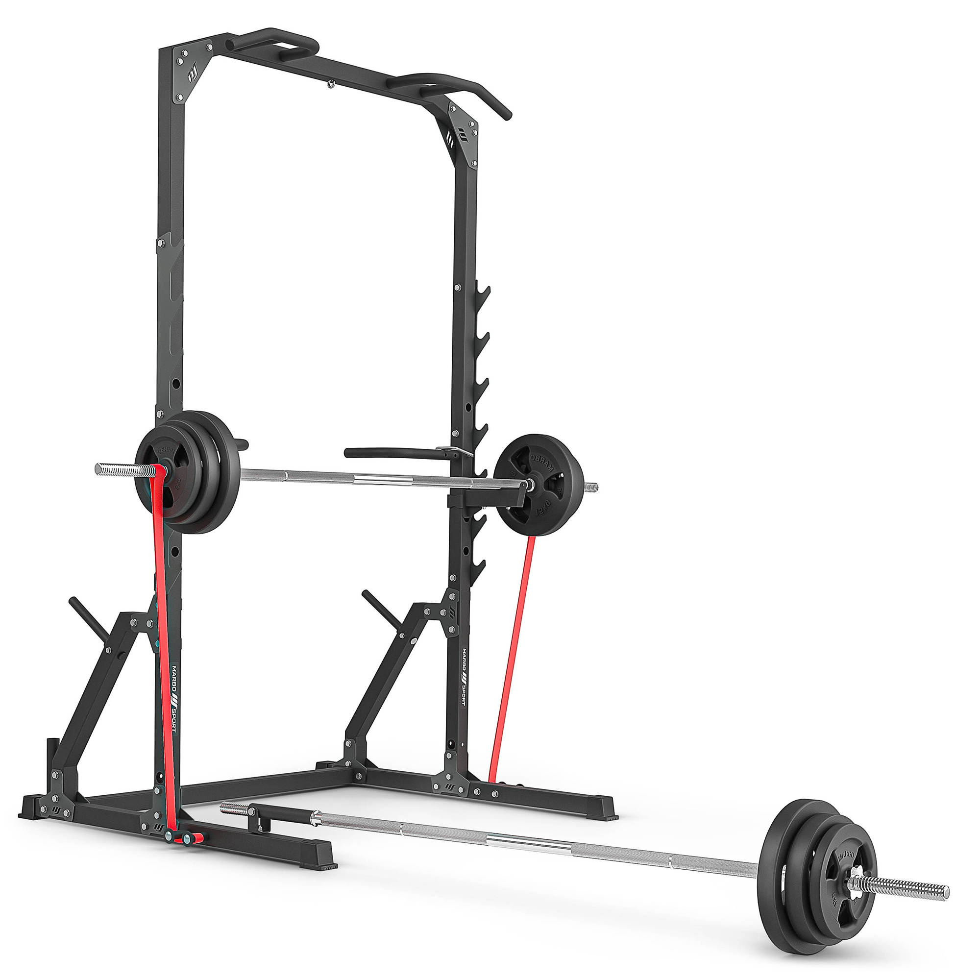 Klatka half-rack (drążek do pociągania ze stojakami i poręczami + uchwytem landmine) MS-U115 2.0 - Marbo Sport - obrazek 3