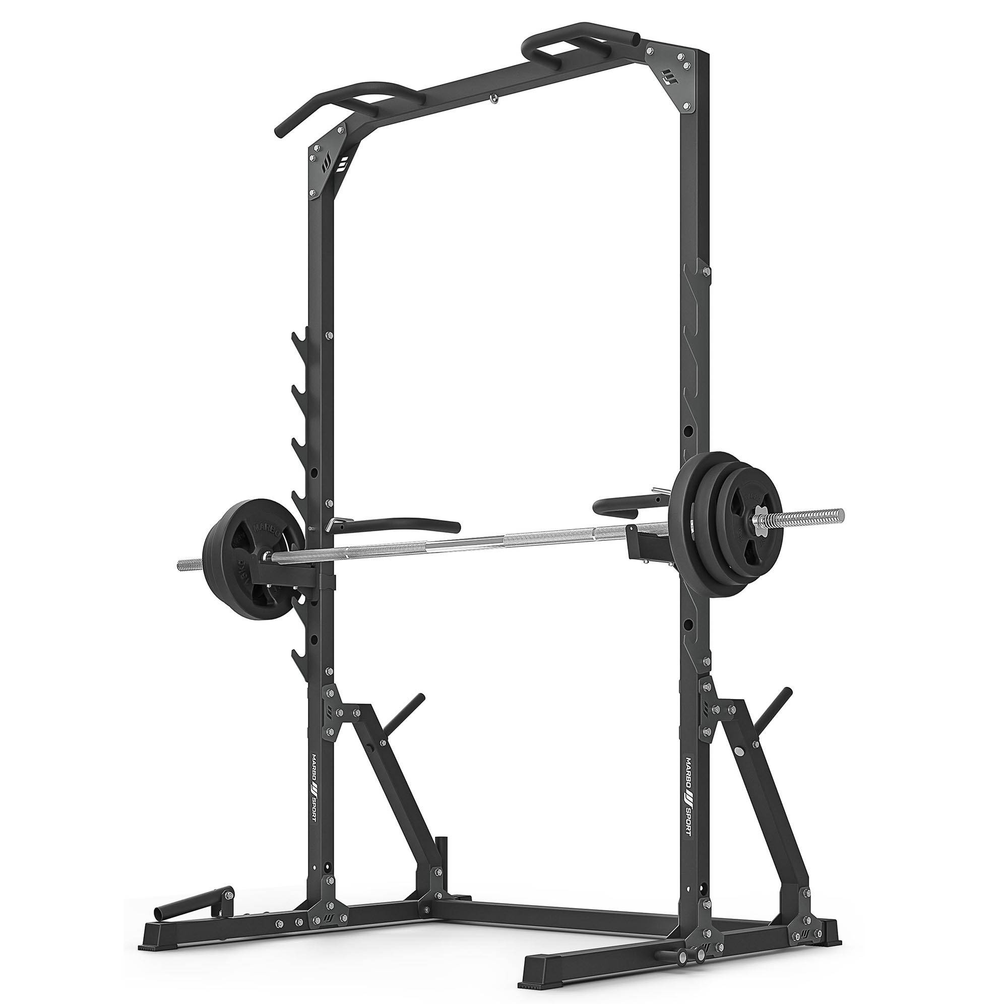 Klatka half-rack (drążek do pociągania ze stojakami i poręczami + uchwytem landmine) MS-U115 2.0 - Marbo Sport - obrazek 2