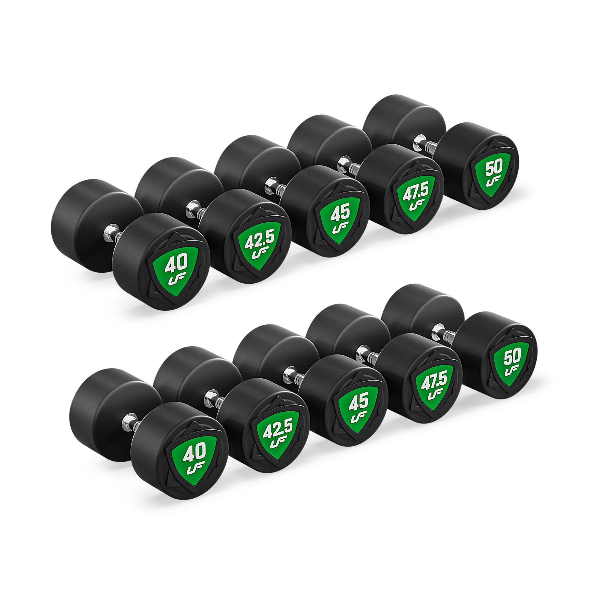 Zestaw hantli stałych poliuretanowych 40-50kg (skok co 2,5kg) 450 kg – UpForm