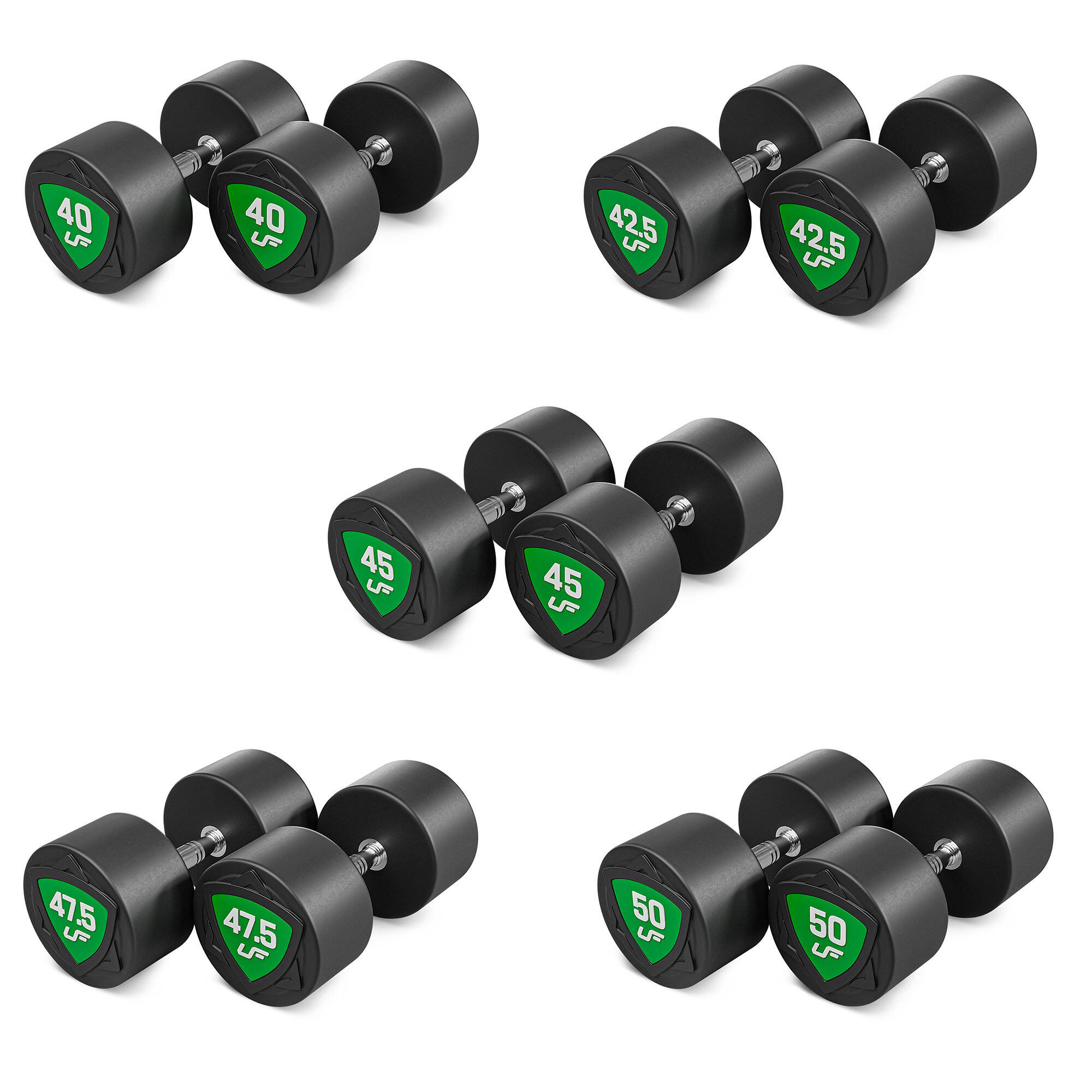 Zestaw hantli stałych poliuretanowych 40-50kg (skok co 2,5kg) 450 kg – UpForm - obrazek 2