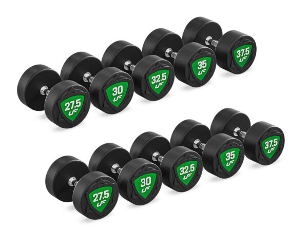 Zestaw hantli stałych poliuretanowych 27,5-37,5kg (skok co 2,5kg) 325 kg – UpForm