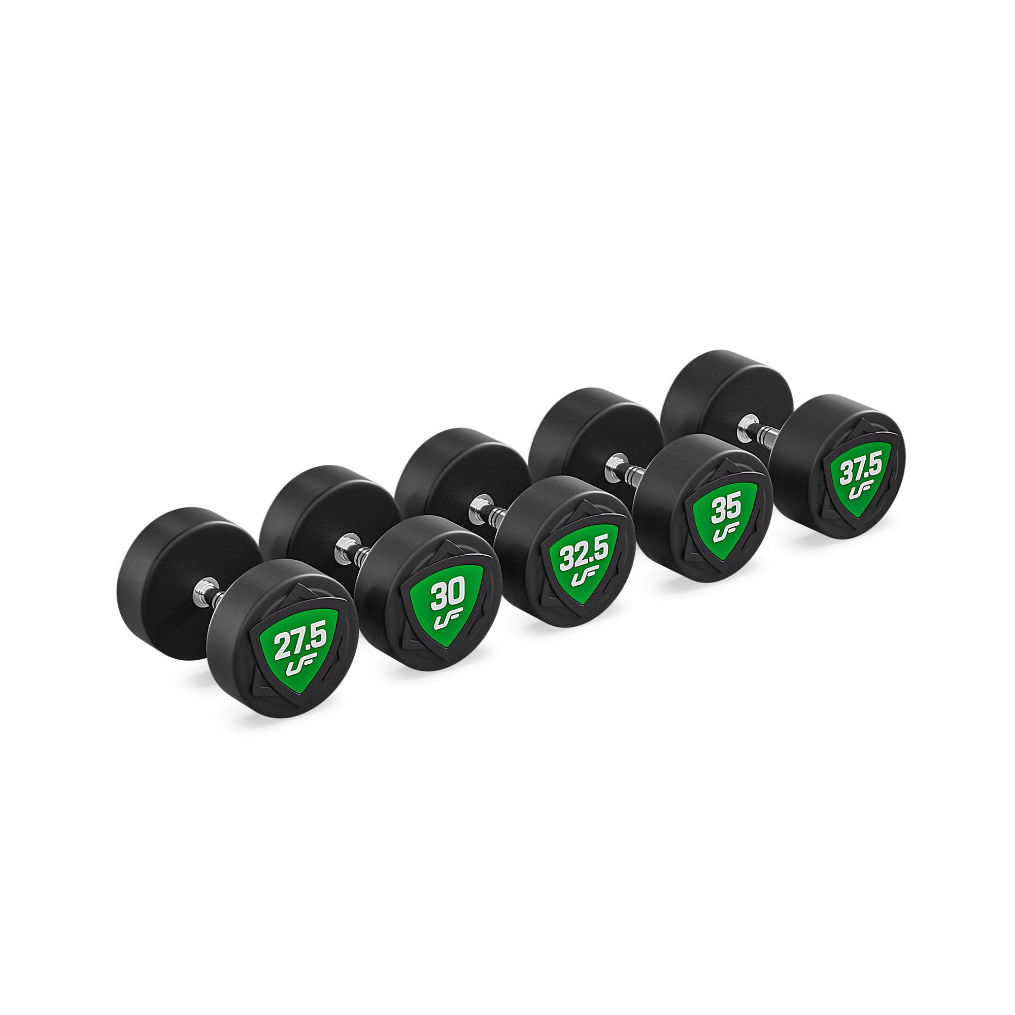 Zestaw hantli stałych poliuretanowych 27,5-37,5kg (skok co 2,5kg) 325 kg – UpForm - obrazek 3