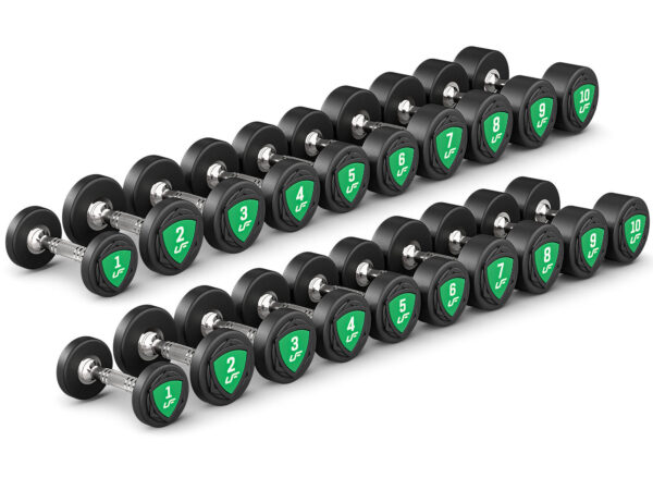 Zestaw hantli stałych poliuretanowych 1-10kg (skok co 1 kg) 110 kg -UpForm