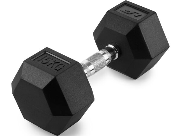 Hantla żeliwna gumowana HEX 15 kg - UpForm