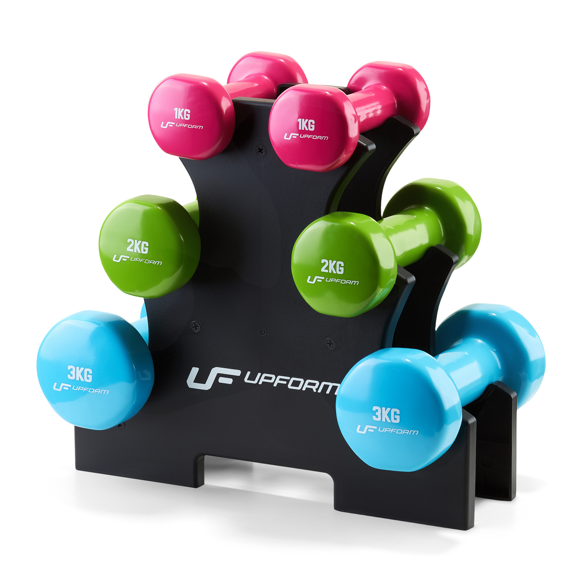 Zestaw hantli fitness winylowych 12 kg ze stojakiem - UpForm