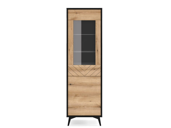 Witryna Diamond W54 | Piaski | Dąb Evoke / Czarny