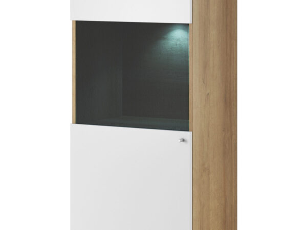 Witryna Primo PWT50 | Oświetlenie LED | Piaski | Biały/Dąb Riviera