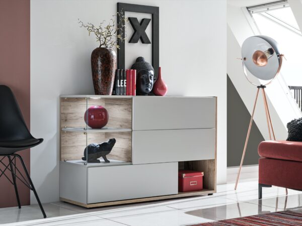 Silk komoda perla gray/dąb wellington