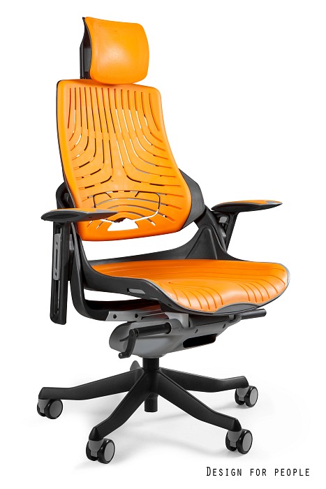 Fotel ergonomiczny WAU czarny stelaż, szary lub pomarańczowy elastomer, Unique