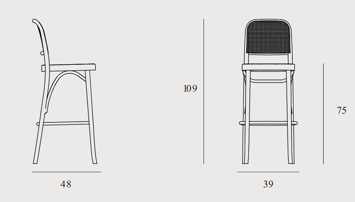 Krzesło drewniane CLASSIC hoker barowy bukowy oparcie i siedzisko mata Paged ( H-8137 ) - obrazek 2