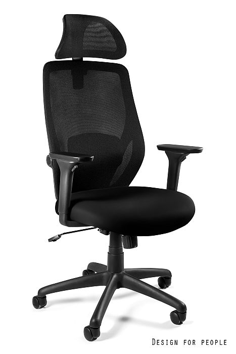 Fotel biurowy Chester-BST, ergonomiczny, siatka na oparciu, eko-skóra na siedzisku Unique
