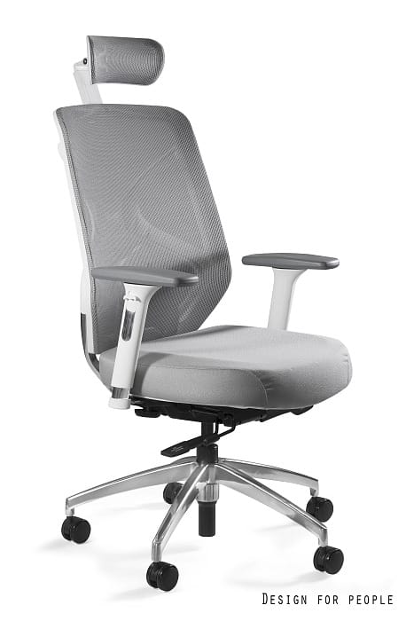 Fotel ergonomiczny HERO biurowy, biały, szary, siatka lub tkanina Unique - obrazek 4
