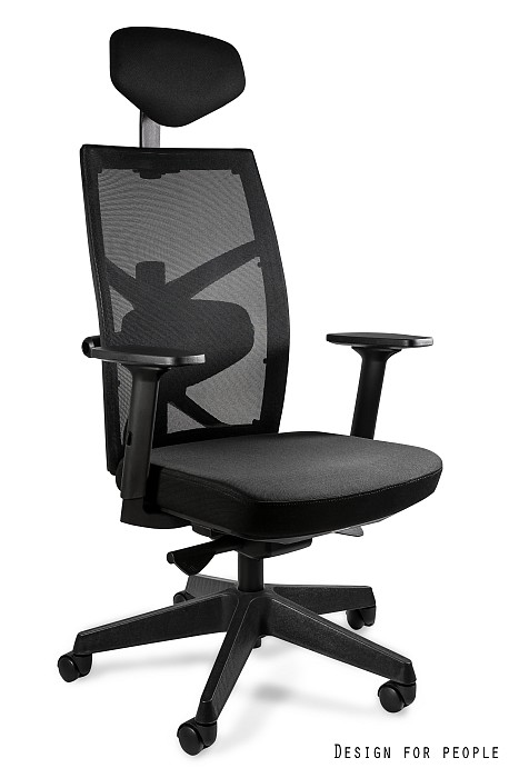 Fotel ergonomiczny TUNE fotel biurowy czarny stelaż, siatka/tkanina lub skóra naturalna kolory | konfigurator Unique