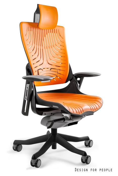 Fotel ergonomiczny WAU 2 czarny stelaż, szary lub pomarańczowy elastomer, Unique - obrazek 4
