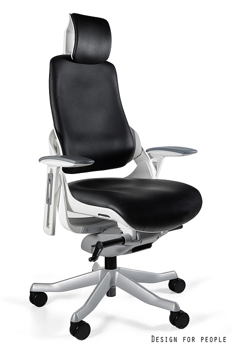 Fotel ergonomiczny WAU biały, skóra naturalna, Unique